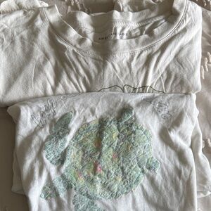 American Eagle Outfitters White Short Sleeve Tee with Pastel Graphic bundle tees